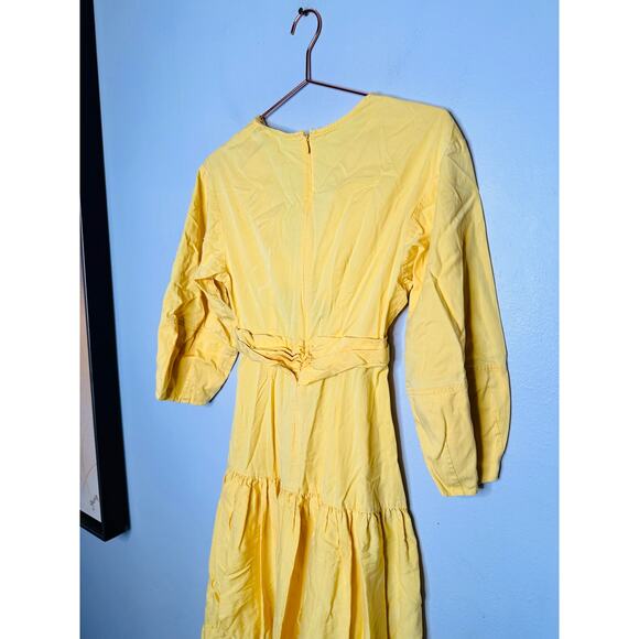 DEREK LAM COLLECTIVE Yellow V-Neck Hourglass Twist Front Tiered Mini Dress 36 - Picture 10 of 16